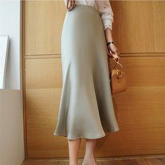 SATIN MIDI SKIRT
