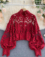 VINTAGE CROP RED BLOUSE