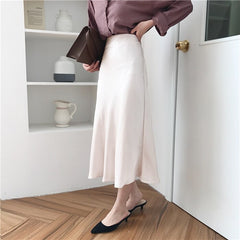 SATIN MIDI SKIRT
