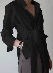 ZANZE SELF-TIE SHIRT /plus size/